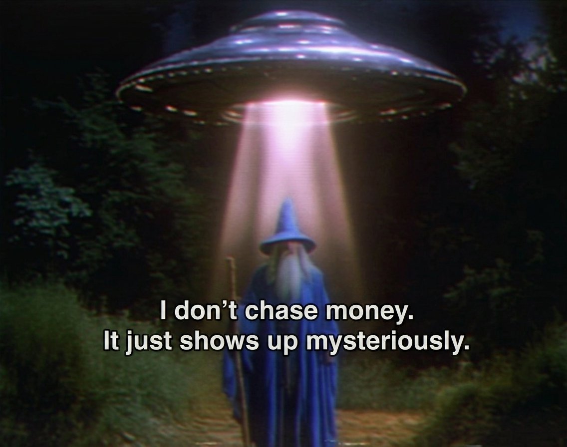 I don't chase money. It just shows up mysteriously.
